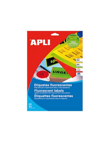 Etiqueta adhesiva apli 02881 210x297 mm para fotocopiadora laser caja con 20 hojas din a4 verde