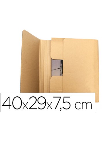 Caja para embalar q connect libro medidas 400x290x75 mm espesor carton 3 mm