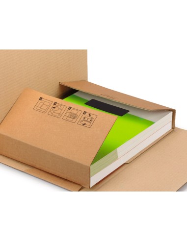 Caja para embalar q connect libro medidas 400x290x75 mm espesor carton 3 mm