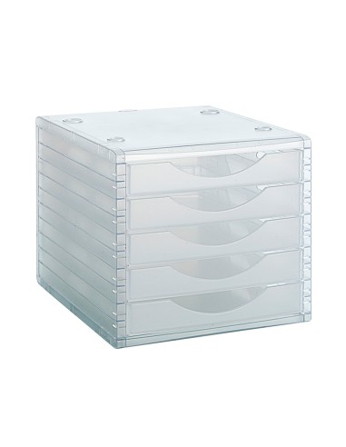 Fichero cajones de sobremesa archivo 2000 260x270x340 mm apilables 5 cajones transparente translucido