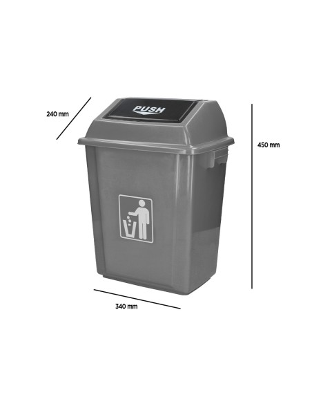 Papelera contenedor q connect plastico con tapa de balancin 20 litros gris 340x240x450 mm