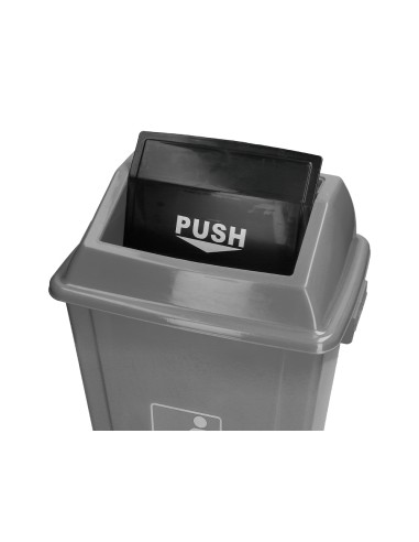 Papelera contenedor q connect plastico con tapa de balancin 20 litros gris 340x240x450 mm