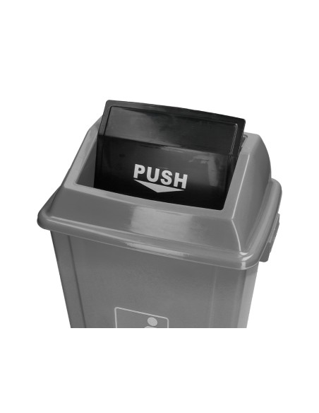 Papelera contenedor q connect plastico con tapa de balancin 20 litros gris 340x240x450 mm