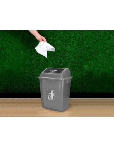 Papelera contenedor q connect plastico con tapa de balancin 20 litros gris 340x240x450 mm