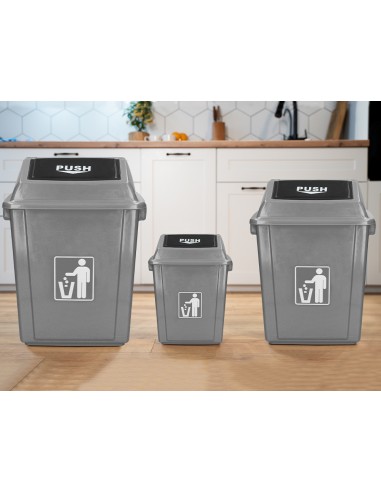 Papelera contenedor q connect plastico con tapa de balancin 20 litros gris 340x240x450 mm