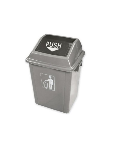 Papelera contenedor q connect plastico con tapa de balancin 40 litros gris 410x280x610 mm