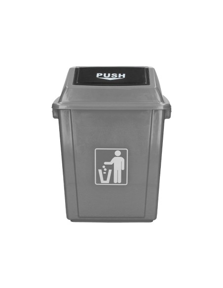 Papelera contenedor q connect plastico con tapa de balancin 40 litros gris 410x280x610 mm