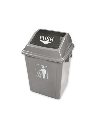 Papelera contenedor q connect plastico con tapa de balancin 58 litros gris 470x330x760 mm