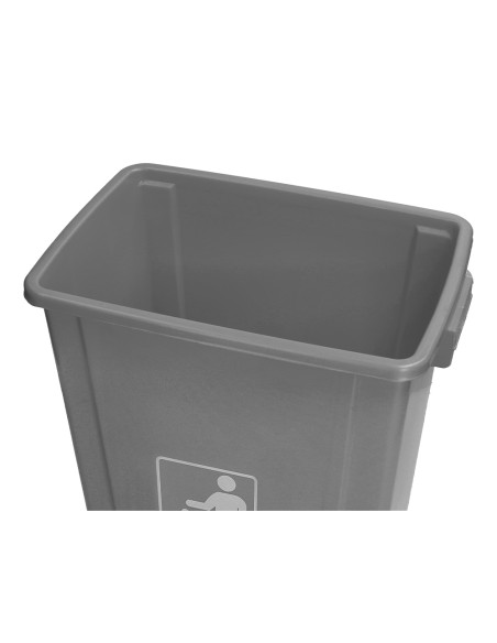 Papelera contenedor q connect plastico con tapa de balancin 58 litros gris 470x330x760 mm