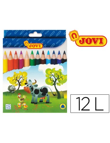 Lapices de colores jovi maxi triangulares estuche de 12 unidades colores surtidos