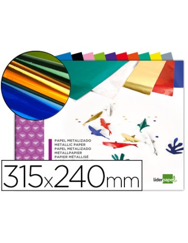 Bloc trabajos manuales liderpapel papel metalizado 240x315 mm 10 hojas colores surtidos