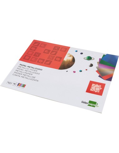 Bloc trabajos manuales liderpapel papel metalizado 240x315 mm 10 hojas colores surtidos