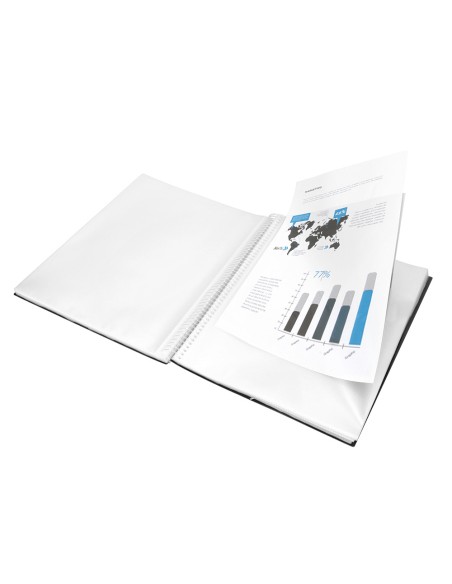 Carpeta liderpapel escaparate con espiral 80 fundas polipropileno din a4 negro