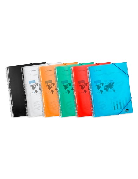 Carpeta liderpapel escaparate con espiral 60 fundas polipropileno din a4 negro