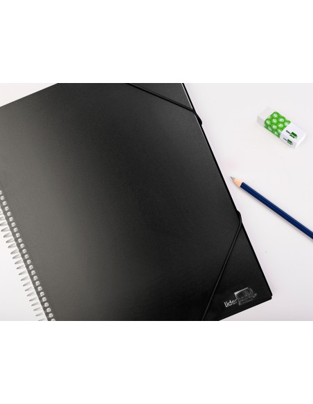 Carpeta liderpapel escaparate con espiral 30 fundas polipropileno din a4 negro