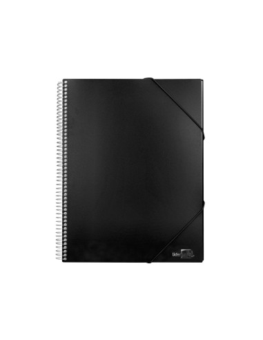Carpeta liderpapel escaparate con espiral 20 fundas polipropileno din a4 negro