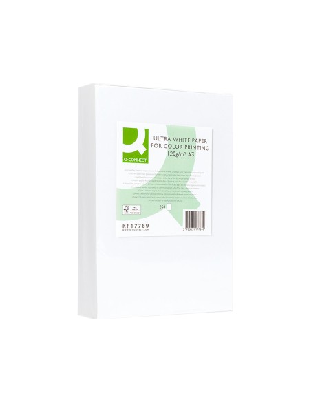 Papel fotocopiadora q connect ultra white din a3 120 gramos paquete de 250 hojas