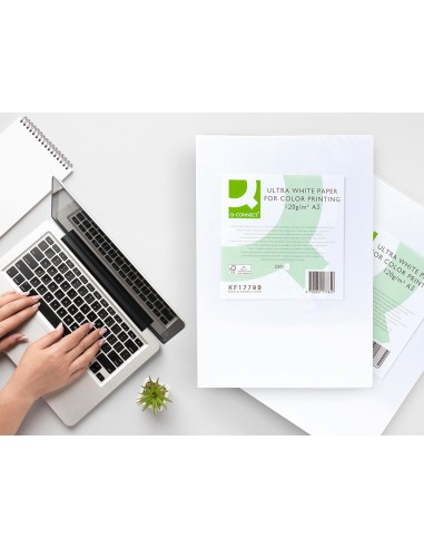 Papel fotocopiadora q connect ultra white din a3 120 gramos paquete de 250 hojas