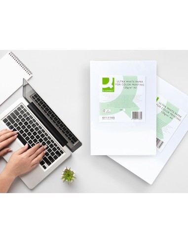 Papel fotocopiadora q connect ultra white din a4 120 gramos paquete de 250 hojas
