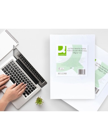 Papel fotocopiadora q connect ultra white din a3 100 gramos paquete de 500 hojas