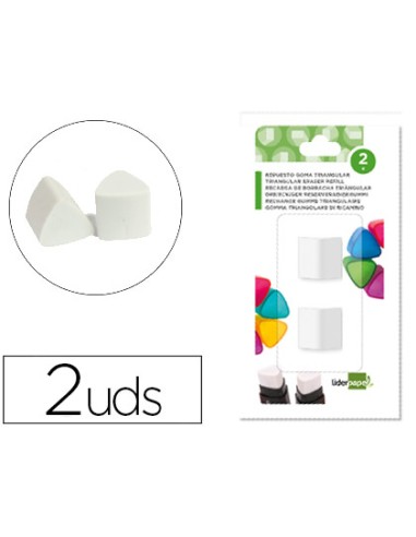 Repuesto goma liderpapel triangular con sacapuntas blister de 2 unidades