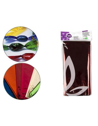 Papel celofan liderpapel 50x70 cm 22g m2 bolsa de 10 hojas colores surtidos