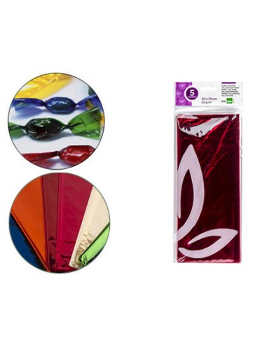 Papel celofan liderpapel 50x70 cm 22g m2 bolsa de 5 hojas rosa