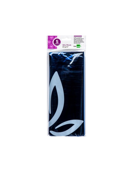 Papel celofan liderpapel 50x70 cm 22g m2 bolsa de 5 hojas azul