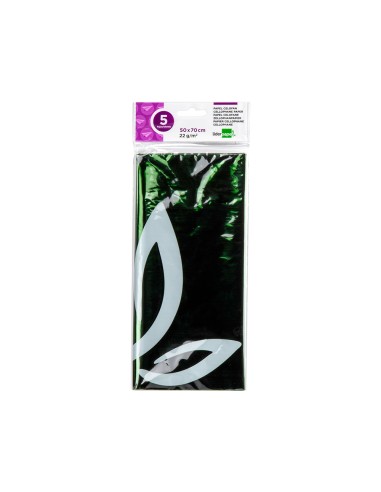 Papel celofan liderpapel 50x70 cm 22g m2 bolsa de 5 hojas verde