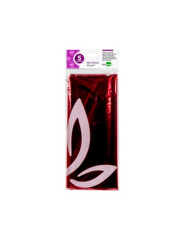Papel celofan liderpapel 50x70 cm 22g m2 bolsa de 5 hojas rojo