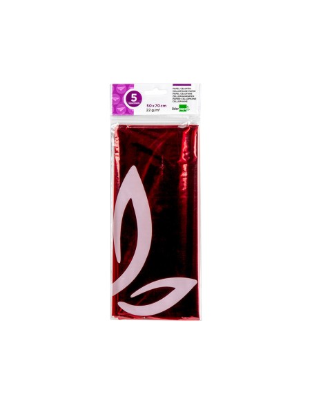 Papel celofan liderpapel 50x70 cm 22g m2 bolsa de 5 hojas rojo