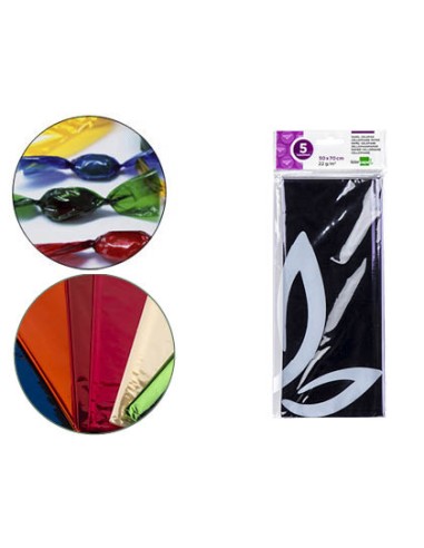 Papel celofan liderpapel 50x70 cm 22g m2 bolsa de 5 hojas violeta