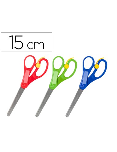 Tijera escolar liderpapel 15 cm con resorte para facilitar el corte unidad