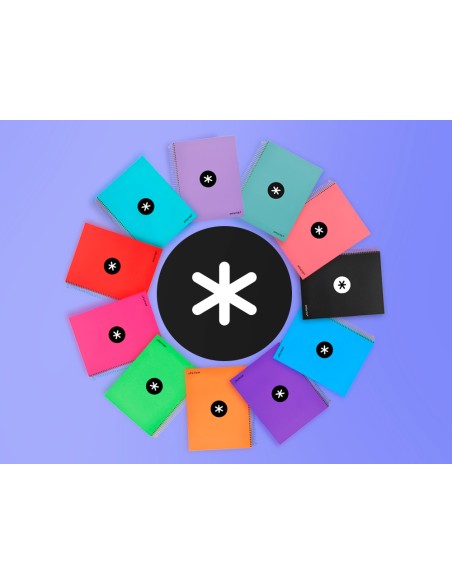 Cuaderno espiral a4 micro antartik tapa forrada 120h 100 gr horizontal 5 bandas 4 taladros colores surt