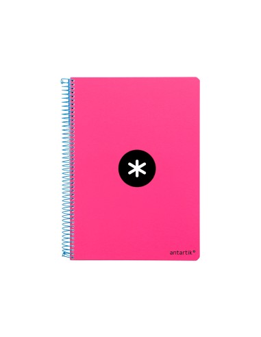 Cuaderno espiral liderpapel a5 antartik tapa dura 80h 100 g cuadro 5mm con margen color rosa fluor