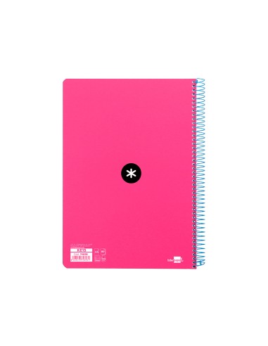 Cuaderno espiral liderpapel a5 antartik tapa dura 80h 100 g cuadro 5mm con margen color rosa fluor