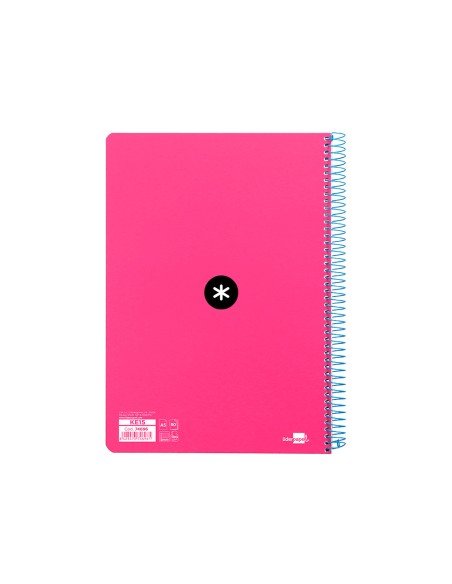 Cuaderno espiral liderpapel a5 antartik tapa dura 80h 100 g cuadro 5mm con margen color rosa fluor