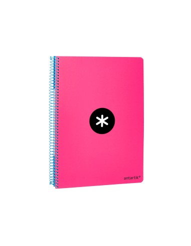 Cuaderno espiral liderpapel a5 antartik tapa dura 80h 100 g cuadro 5mm con margen color rosa fluor