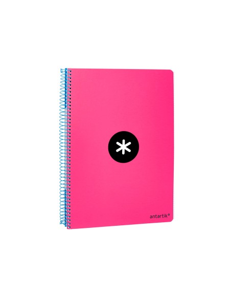 Cuaderno espiral liderpapel a5 antartik tapa dura 80h 100 g cuadro 5mm con margen color rosa fluor