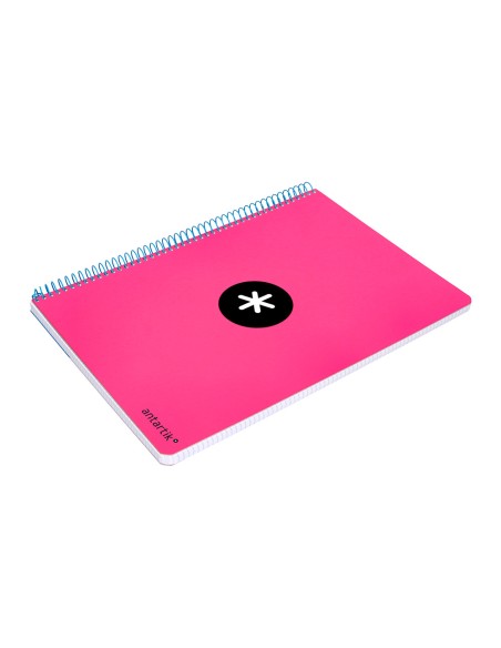 Cuaderno espiral liderpapel a5 antartik tapa dura 80h 100 g cuadro 5mm con margen color rosa fluor