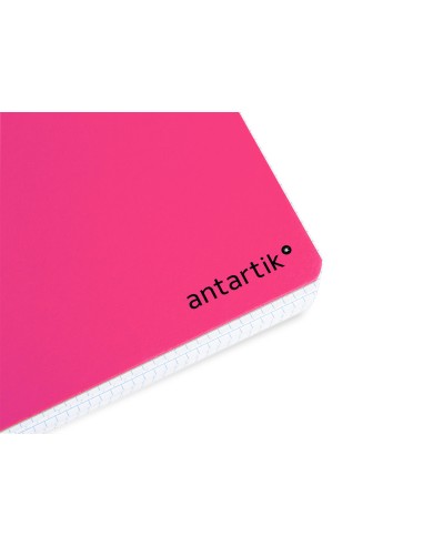 Cuaderno espiral liderpapel a5 antartik tapa dura 80h 100 g cuadro 5mm con margen color rosa fluor
