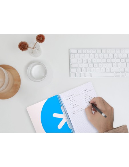 Cuaderno espiral liderpapel a5 antartik tapa dura 80h 100 g cuadro 5mm con margen color rosa fluor