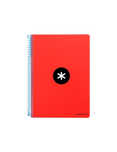 Cuaderno espiral liderpapel a5 antartik tapa dura 80h 100 gr cuadro 5mm con margen color rojo