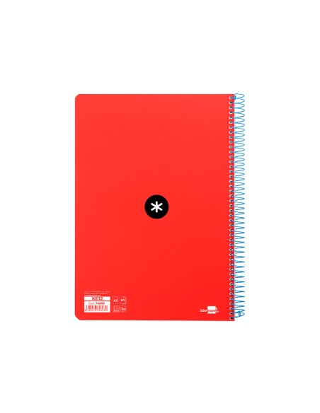 Cuaderno espiral liderpapel a5 antartik tapa dura 80h 100 gr cuadro 5mm con margen color rojo