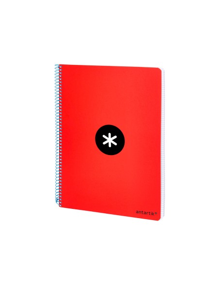 Cuaderno espiral liderpapel a5 antartik tapa dura 80h 100 gr cuadro 5mm con margen color rojo