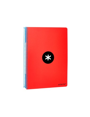 Cuaderno espiral liderpapel a5 antartik tapa dura 80h 100 gr cuadro 5mm con margen color rojo