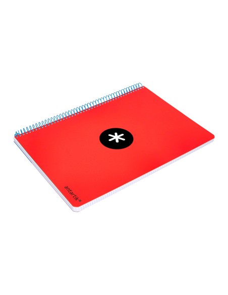 Cuaderno espiral liderpapel a5 antartik tapa dura 80h 100 gr cuadro 5mm con margen color rojo