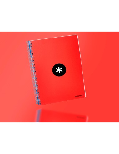 Cuaderno espiral liderpapel a5 antartik tapa dura 80h 100 gr cuadro 5mm con margen color rojo