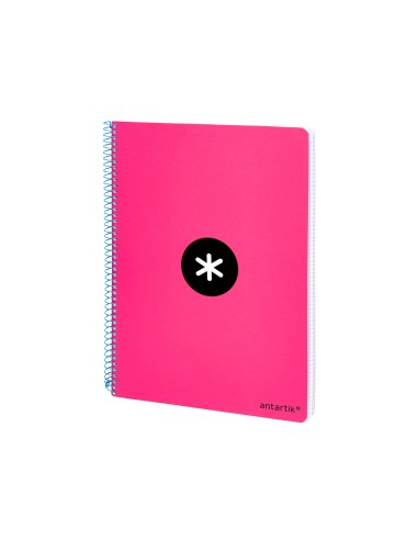 Cuaderno espiral liderpapel a4 micro antartik tapa dura 80h 100 gr cuadro 5mm sin bandas 4 taladros color rosa fluor
