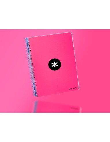 Cuaderno espiral liderpapel a4 micro antartik tapa dura 80h 100 gr cuadro 5mm sin bandas 4 taladros color rosa fluor